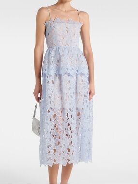 Self-Portrait Light Blue Lace Midi Dress